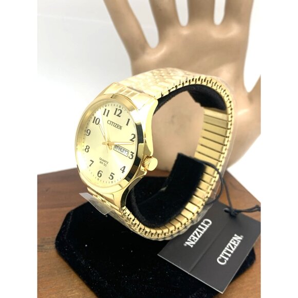 Citizen Men's Watch BF5002-99P Quartz Gold Dial Day Date Stainless Steel 37mm - Picture 2 of 15